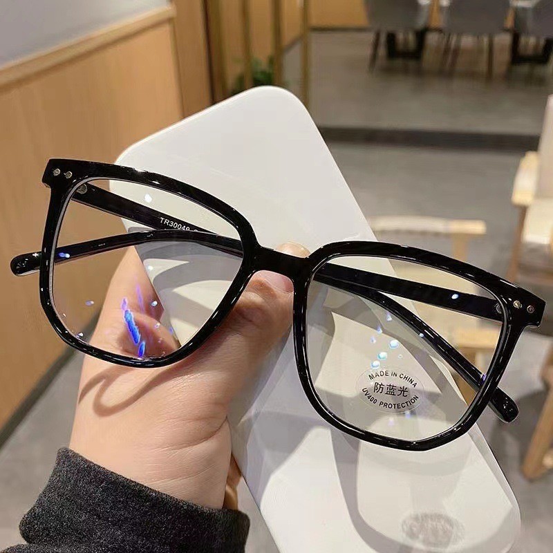 Ultra-light vintage abrasive fading color myopia glasses and men's and women's blue light goggles frame Korean square frame large face slim