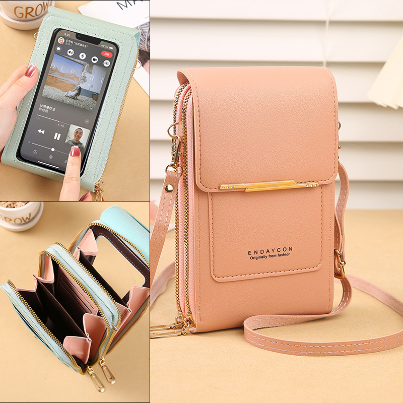 ENDAYCON touch screen mobile phone charm small slanted cute small bag with mobile phone stylish key bag