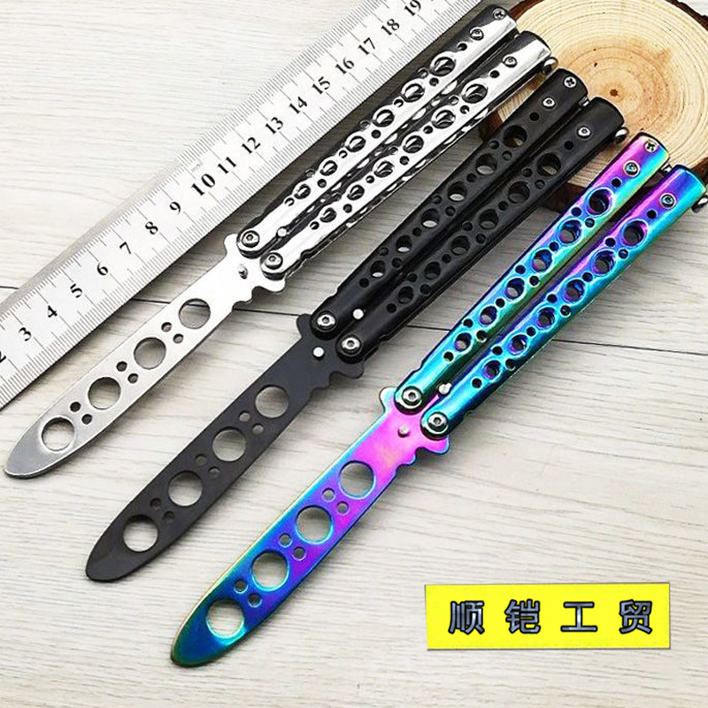 Butterfly knives—CS:GO beginner’s practice flick knives, maintenance‑free, break‑resistant, outdoor self‑defense, portable all‑steel unsharpened models