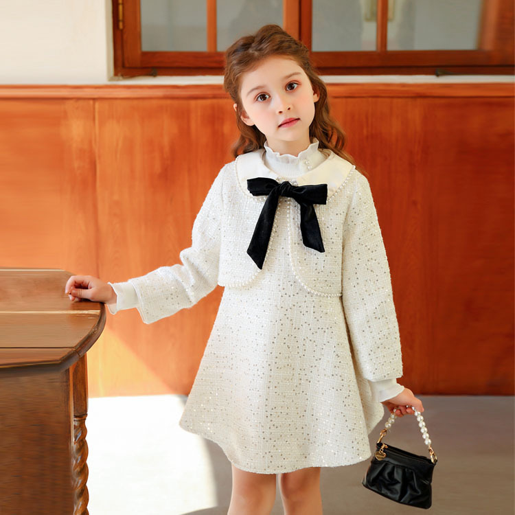 Girls’ Autumn Dress, 2026 New Style Western‑Style Children’s Dress, Chanel‑Inspired Trendy Set, Spring/Autumn Princess Dress