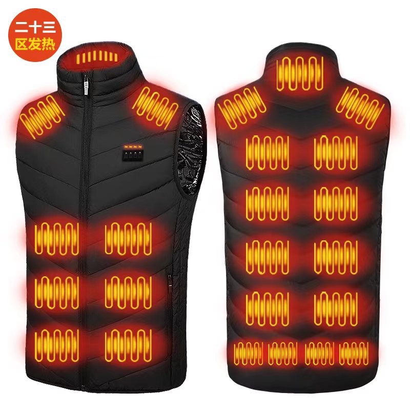 Heated Vest Multi-Zone Heating Vest Cross-Border Plus-Size Thickened Warm Electric Heating Vest Tank Top 17 Zones 9 Zones