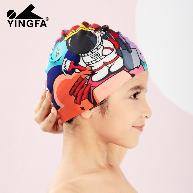 Yingfa Children's Silicone Swimming Caps—Cute Cartoon Prints, Waterproof, Non-Constricting, Suitable for Girls and Boys Learning to Swim, with Sunglasses Set