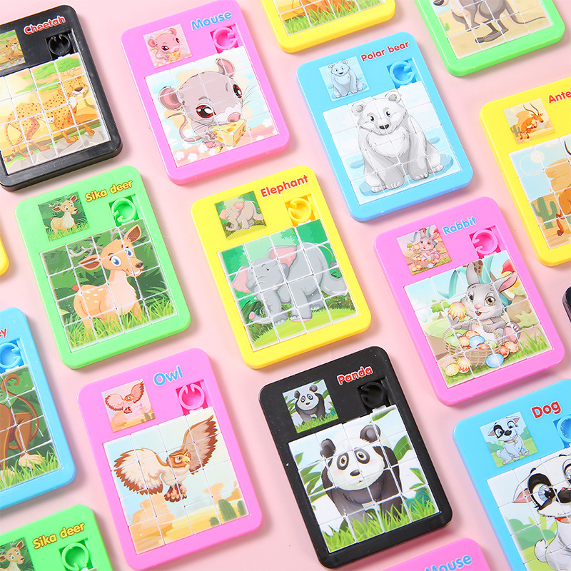 Cartoon animals sliding puzzles 16 grid labyrinth puzzle toy for children school and kindergarten gifts
