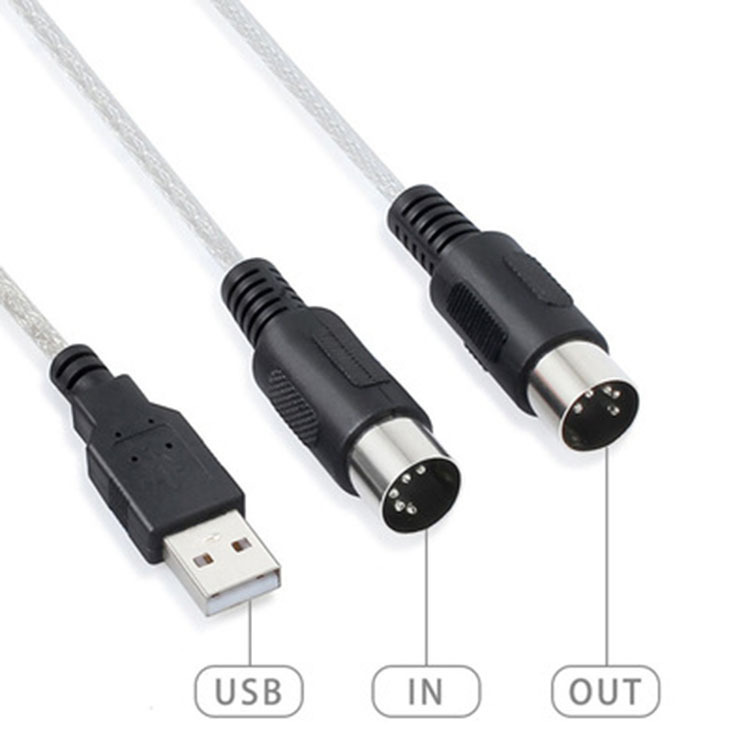 USB-to-MIDI cable, compatible with electronic drums, Yamaha digital pianos, and music editing; MIDI instrument cable.