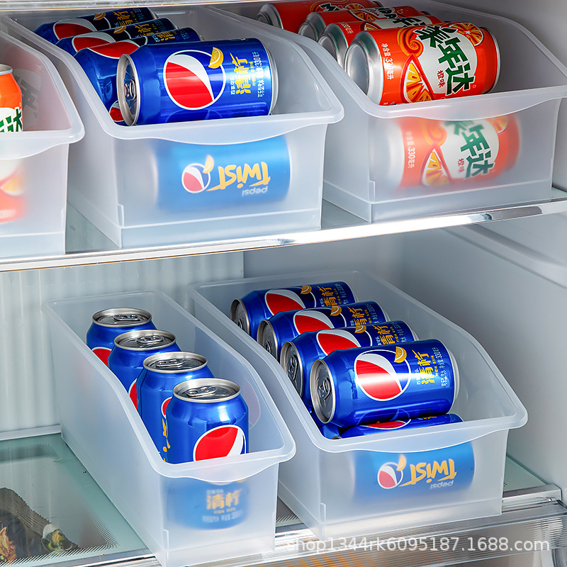 Refrigerator beverage storage box; ingenious organizer for beer, cola, and cans; drawer-style storage rack.