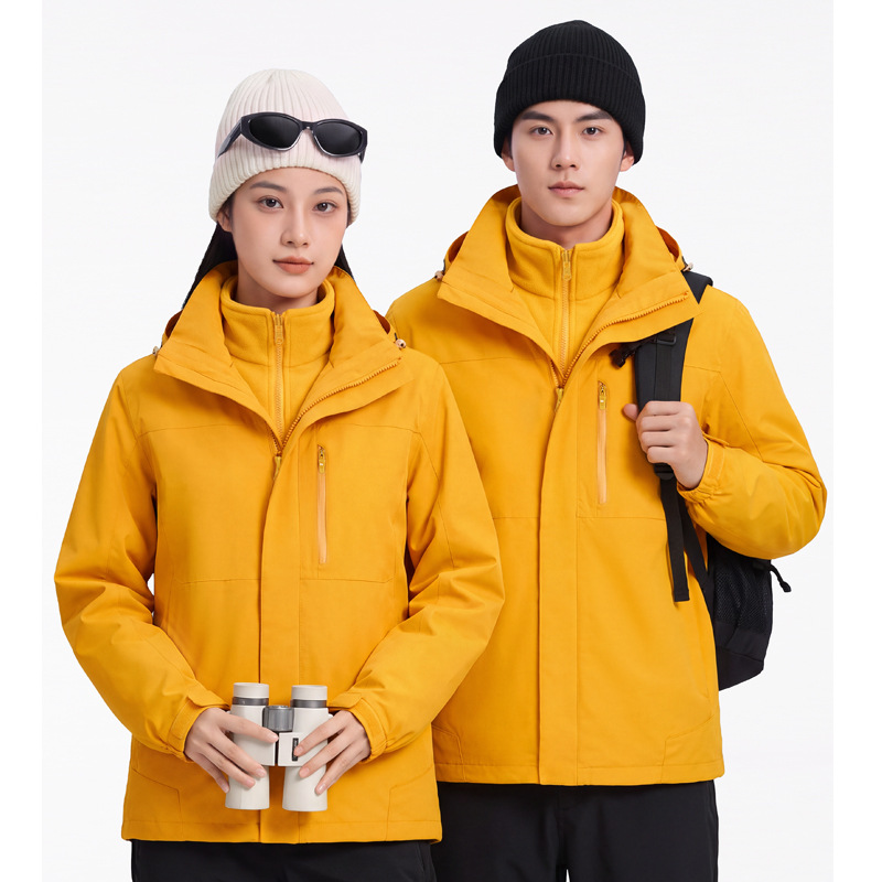 Men’s and Women’s 3-in-1 Detachable Windproof and Water-Resistant Outdoor Jacket for Hiking, Travel, and Fishing—Custom Logo Available