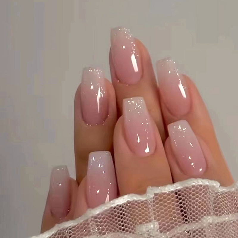 Mid-length ballet gown girl with polished, shiny, powdery fingernails, sweet-smelling nails, in style and fashion.