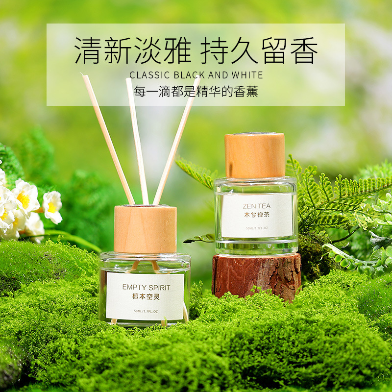 Small round bottle essential oil reed diffuser, flameless aroma, wholesale, hotel décor, indoor fresh and elegant with long-lasting fragrance, 50ml pack