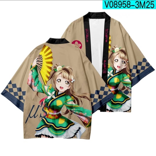 2025 Custom-Design Summer New Anime Cropped Shirt, Dao Robe Cardigan, Loose-Fit Men’s Haori Cloak, Short-Sleeve 3D Print