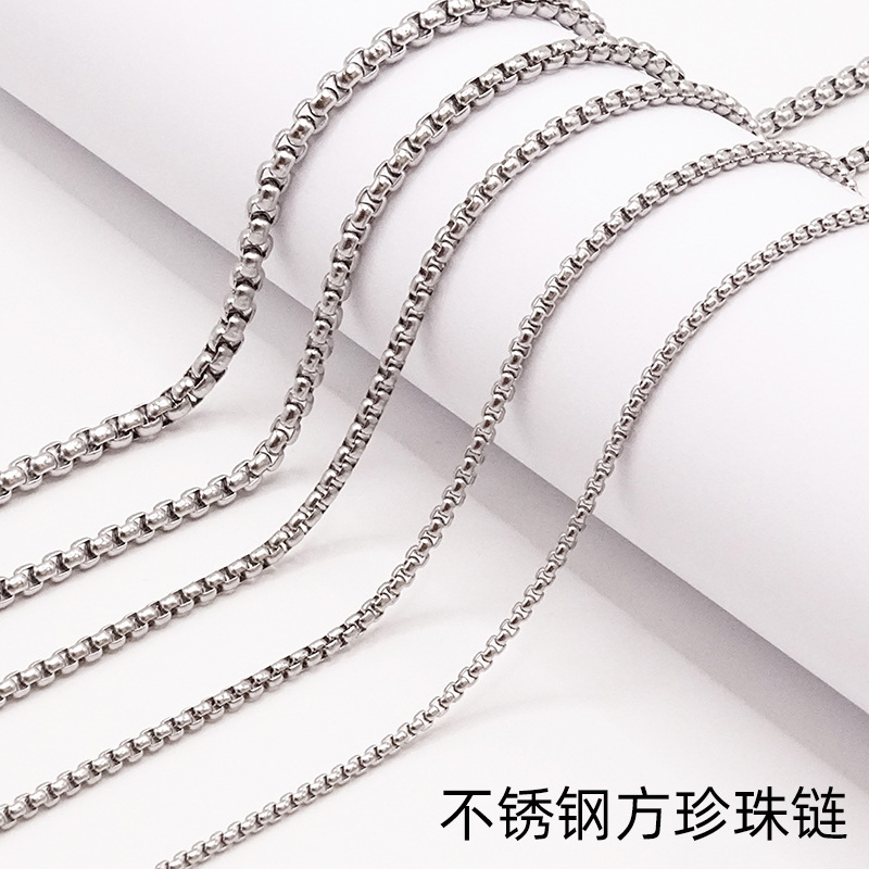 Stainless steel chain side pearl necklace men's necklace sports popular couples accessories side pearl necklace from stainless steel