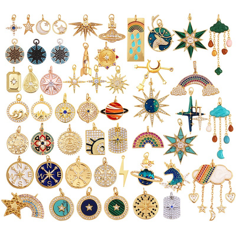 K31 L44 DIY jewelry accessories Super miniature Pure copper aluminum microplate Lawn mounted pentagon star peach heart