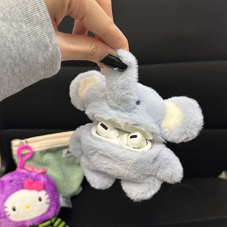 Blue elephant with fur for AirPods 2 generation 3 protective cover Apple headset cover airpodspro2