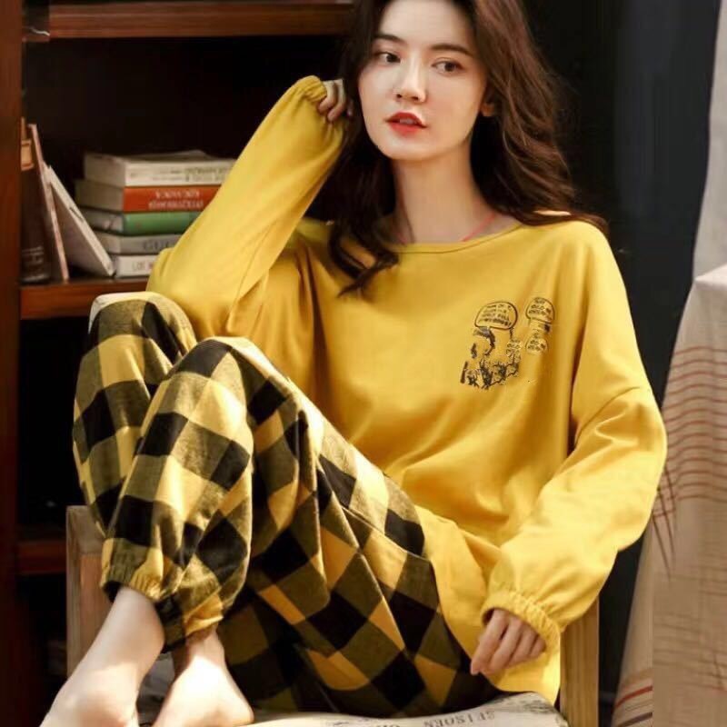 Cross-Border Foreign Trade New Arrival Women’s Long-Sleeve Internet-Famous Pajamas, Suitable for Outings in Spring, Autumn, and Winter, Two-Piece Set, Dropshipping Available