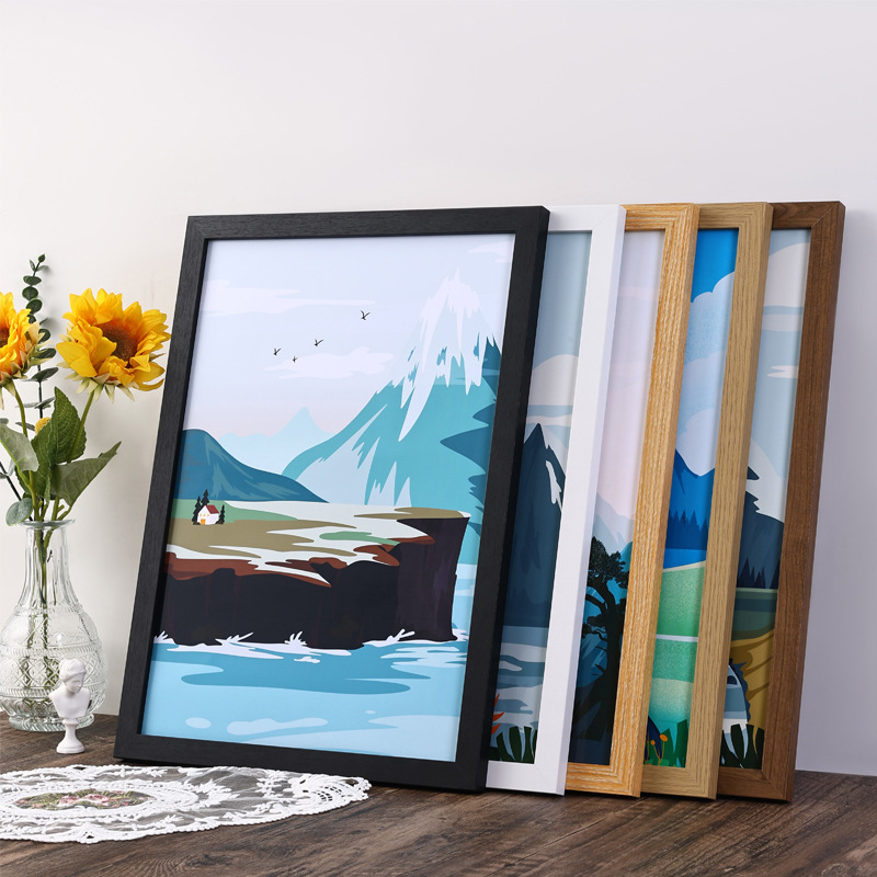 Handmade wooden decorative picture frames for tabletop display, wholesale; 16-inch oil paintings, children’s jigsaw puzzles, large-size wall‑mounted framed artworks.