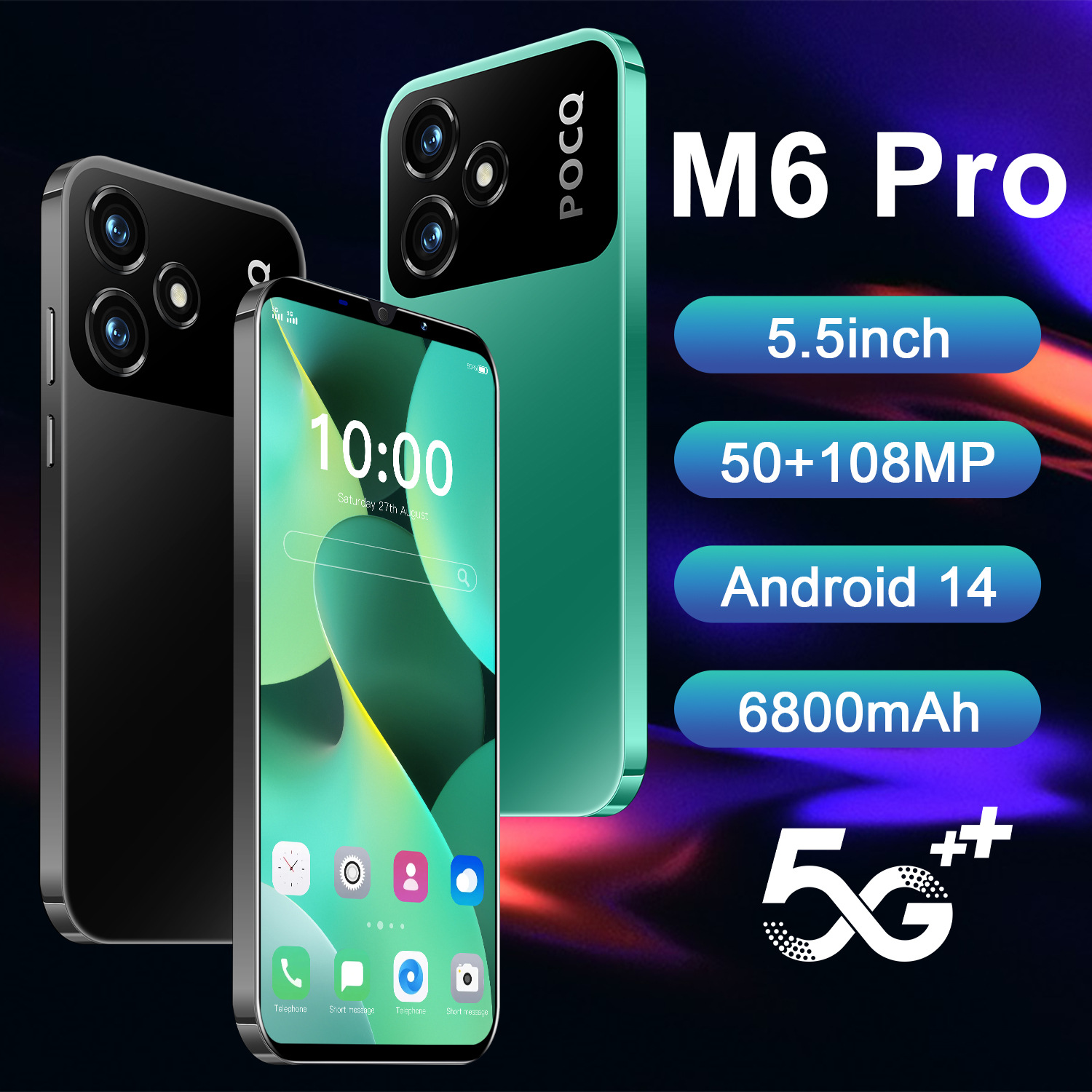 The new M6 Pro cross-border mobile phone 1+8G Android 5.5 inch foreign trade source manufacturer wholesale smart phone