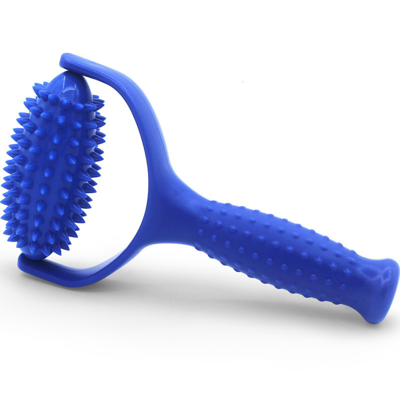 Spiky massage ball and roller stick, portable Y‑shaped muscle, meridian, and fascia stick for lower back relief, yoga massage stick