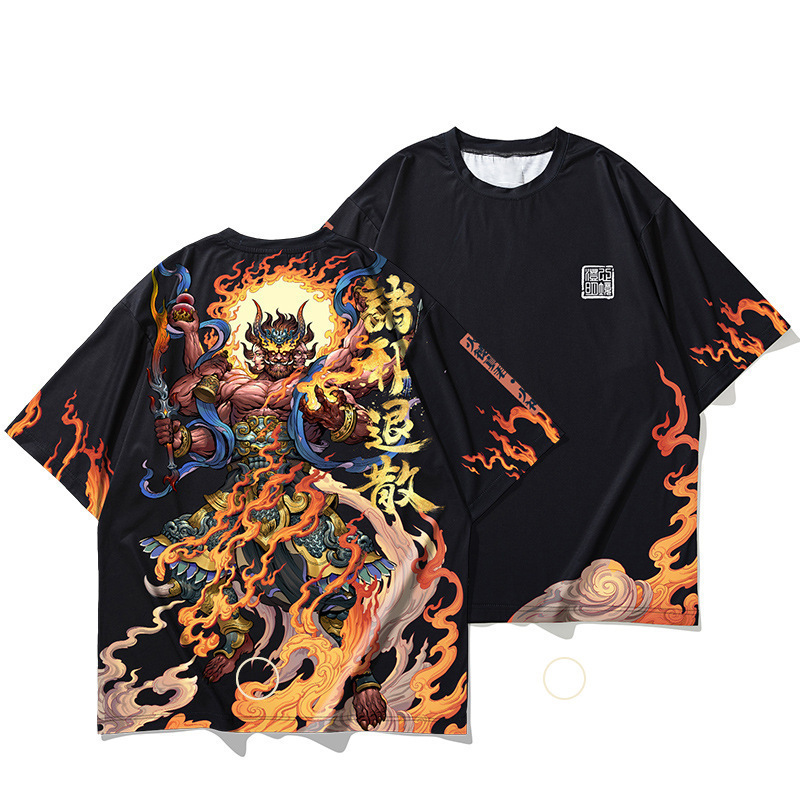 Men’s New Summer T-Shirt with 3D Cartoon Anime Dragon Print, Short-Sleeve Casual Sports Top