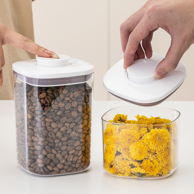 Press‑type sealed container for whole grains and flour, snap‑on storage box, food‑grade plastic jar for nuts and snacks