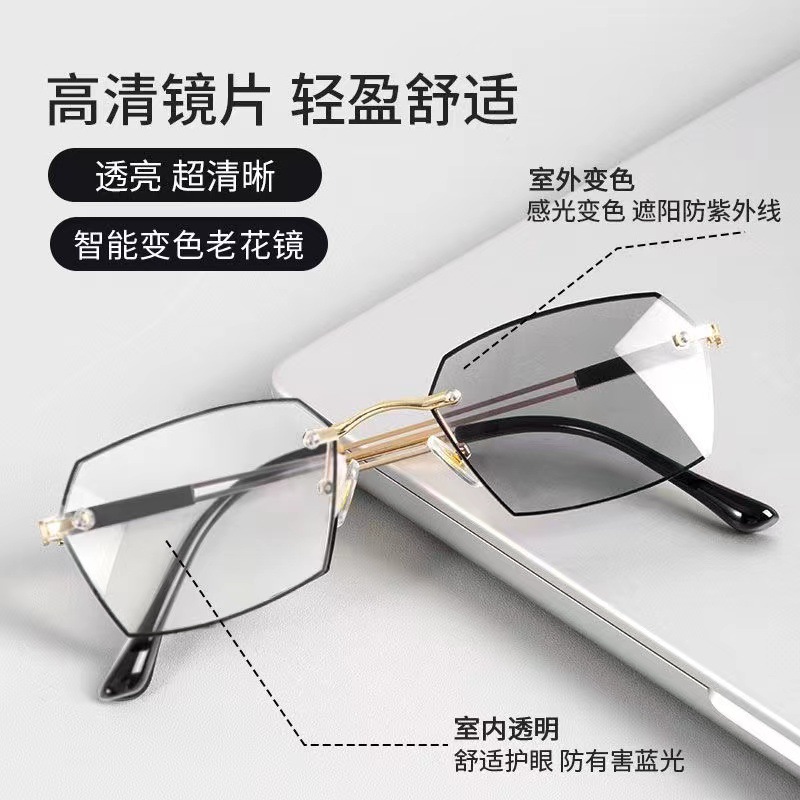 The smart color-changing old flower mirror in the net red burst is a high-resolution blue light-resistant frameless anti-fatigue old flower mirror for the elderly.