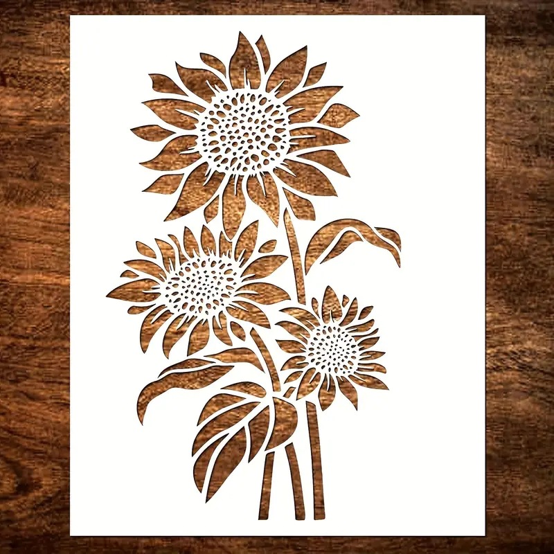 Creative to sunflower themed painting template water washing environmental protection PET children vacuum DIY graffiti auxiliary template wholesale