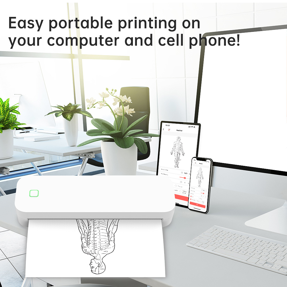 Cross-border Bluetooth wireless A4 thermal printer factory AI program inkless documentation sample thermal printer wholesale