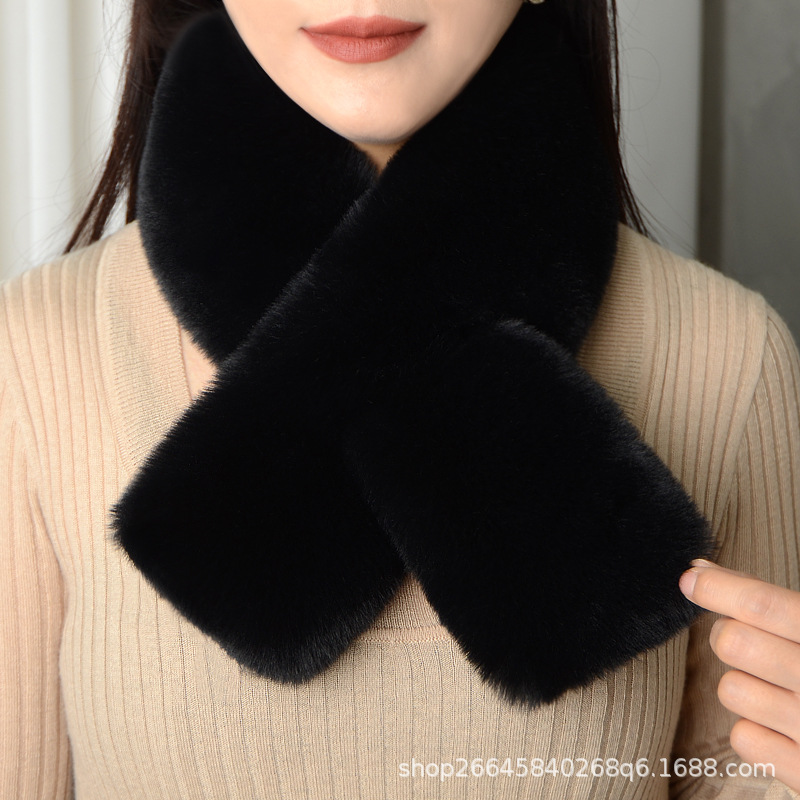Faux Rabbit Fur Simple Plush Scarf, Square Shape, Versatile Fur Collar Neck Warmer, Wholesale Warm Neck Gaiter for Winter, Faux Fur Factory Direct