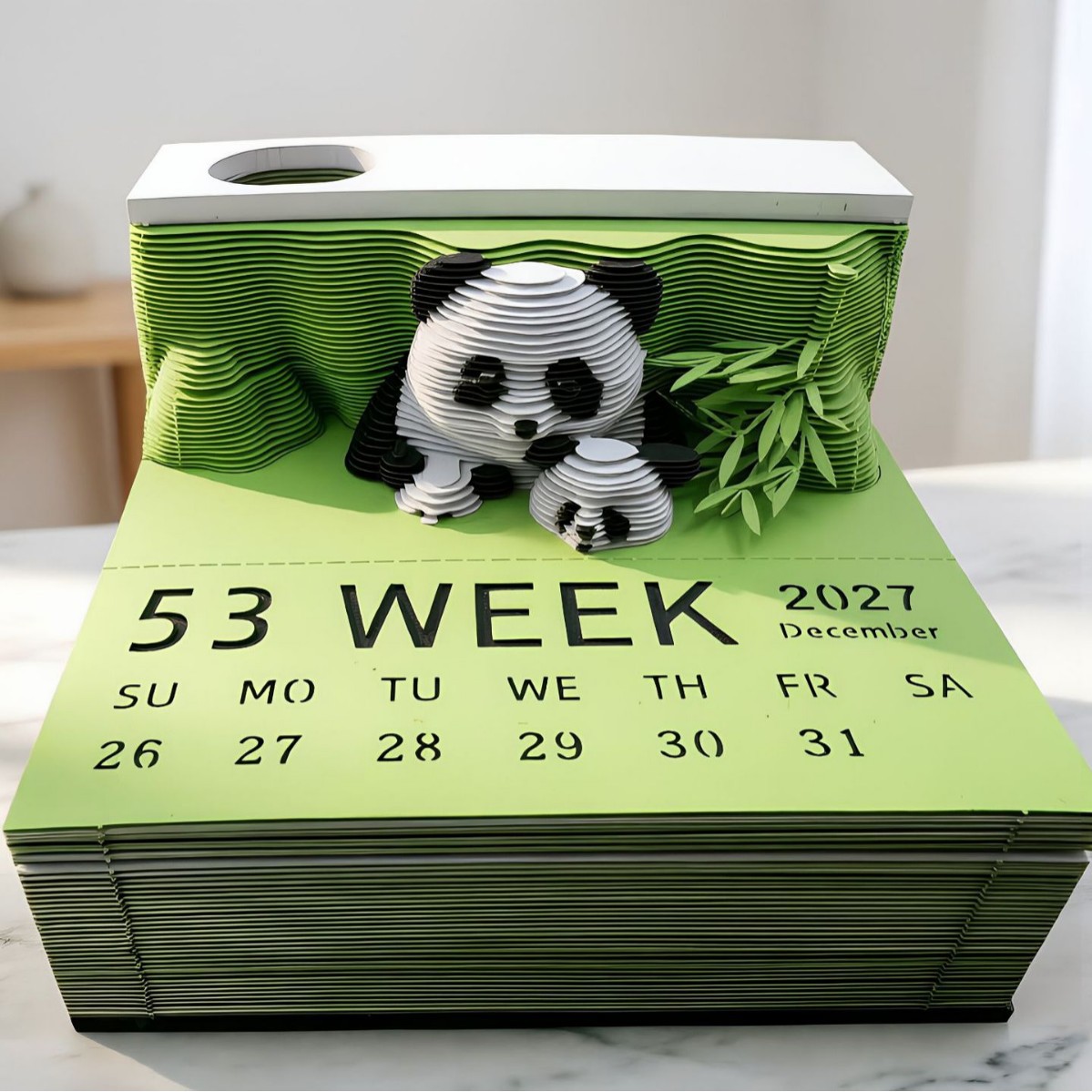 3D立体 sticky notes, creative anniversary calendar, paper-cut panda model, 2027 calendar book ornament, birthday gift, custom-made
