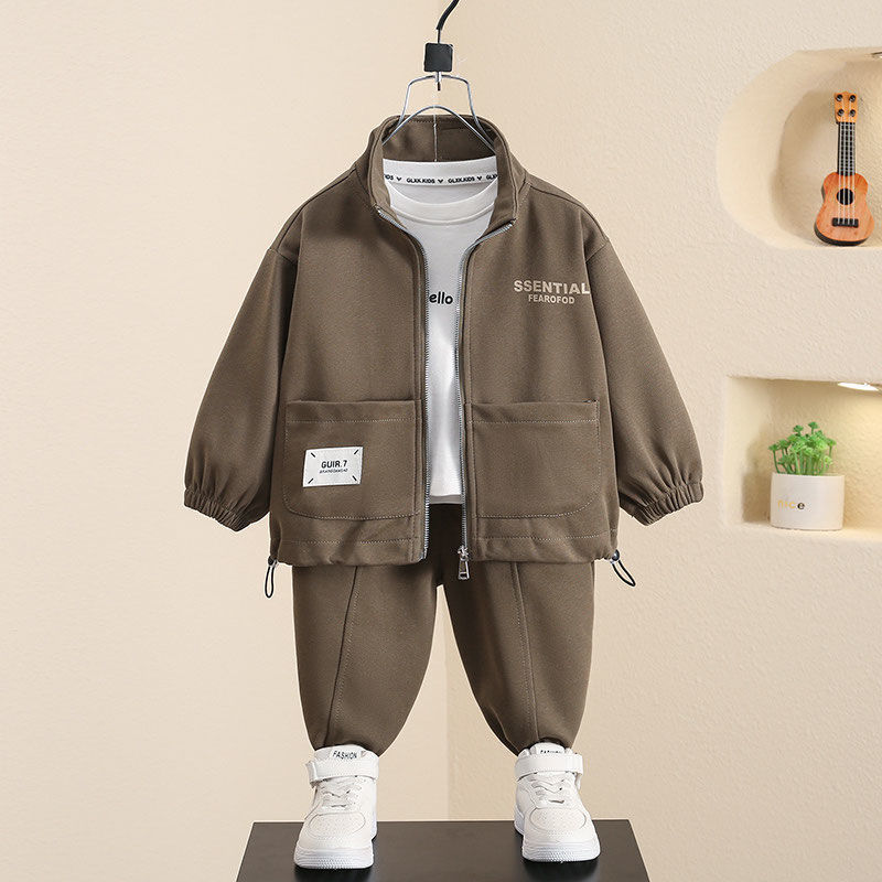Men's and boys' suits 2026 new trends men's baby spring and autumn sports clothes children's leisure fashion two sets
