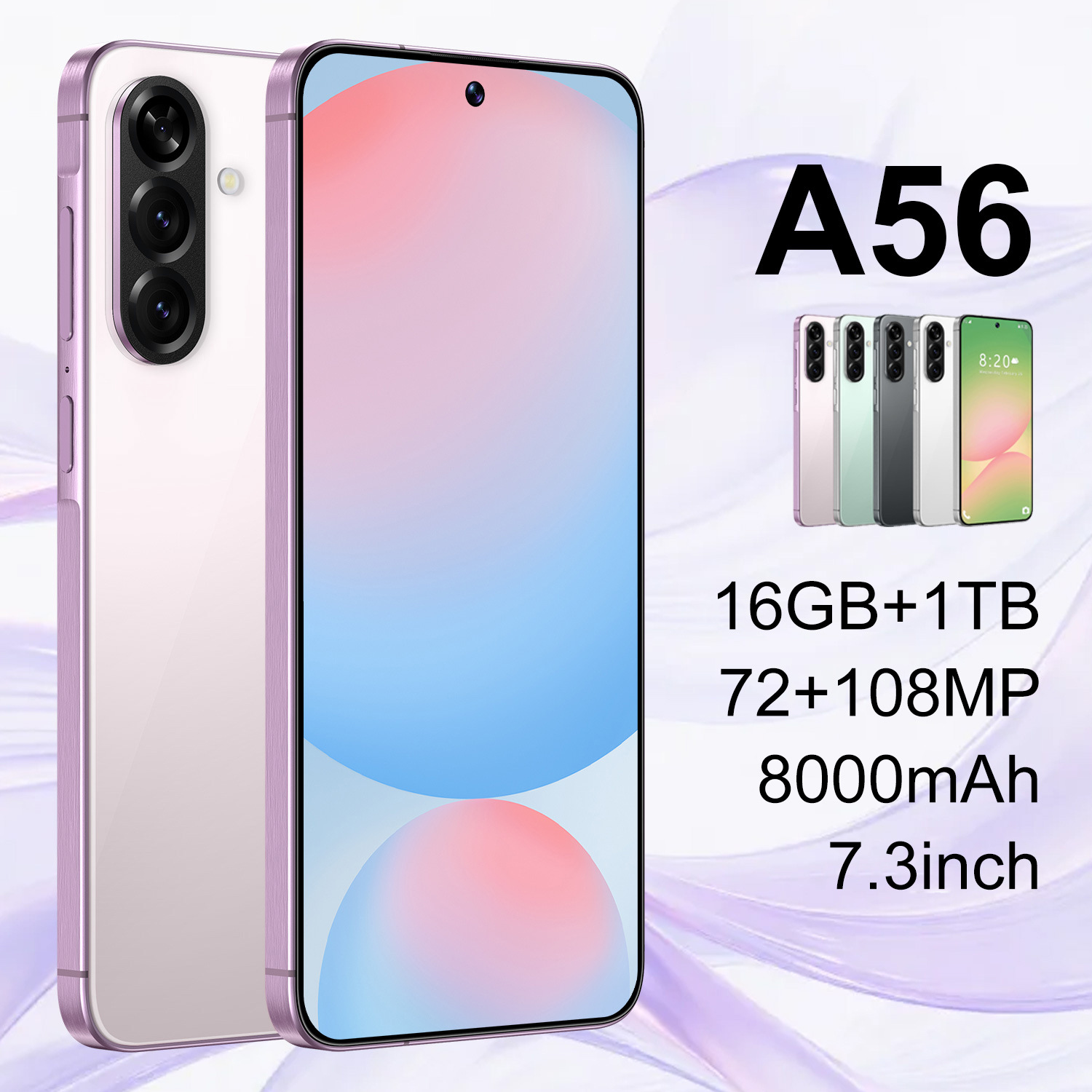 A56 cross-border mobile phone 6.7 inch incell screen large memory 4+64G Android 1 in 1 official case smartphone