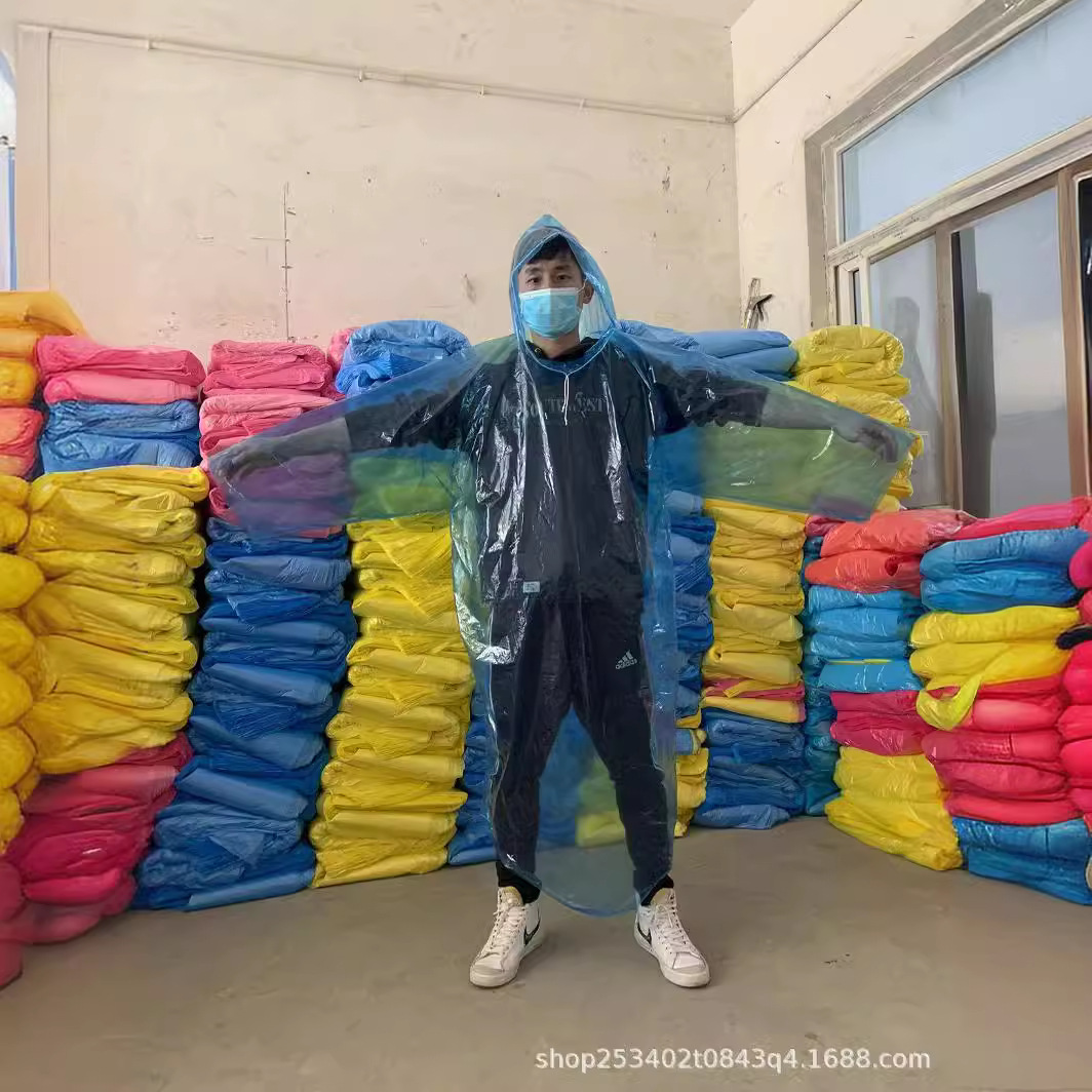 Pull-over style] Disposable pullover raincoat, card-style raincoat, thickened rafting/travel poncho, concert‑style wholesale