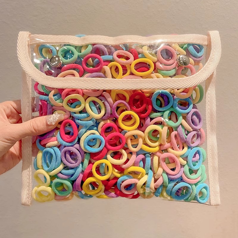Children's hair curls high elasticity rubber bands knitted hair no harm baby head rope net red 2025 new hair rope skirts