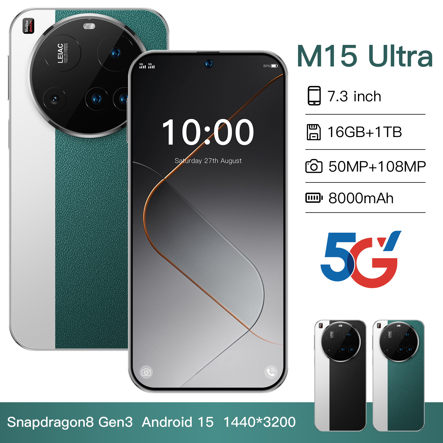 Cross-border mobile phone M15 Ultra, a best-selling 4G smartphone with 2GB RAM and 16GB ROM, Android OS, 7.3-inch display—available in stock, factory-direct wholesale, with drop-shipping option.