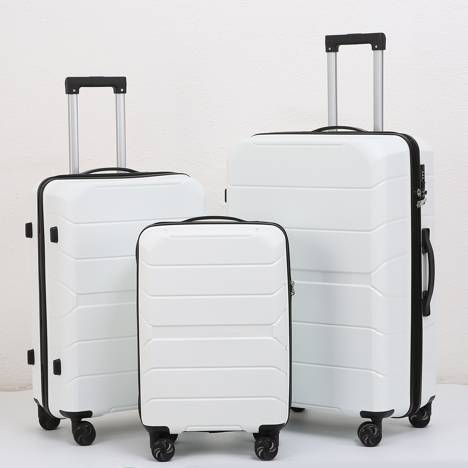 Export‑grade travel suitcase: PP material, large capacity, trolley case and carry‑on set; student‑friendly cabin luggage with universal wheels.