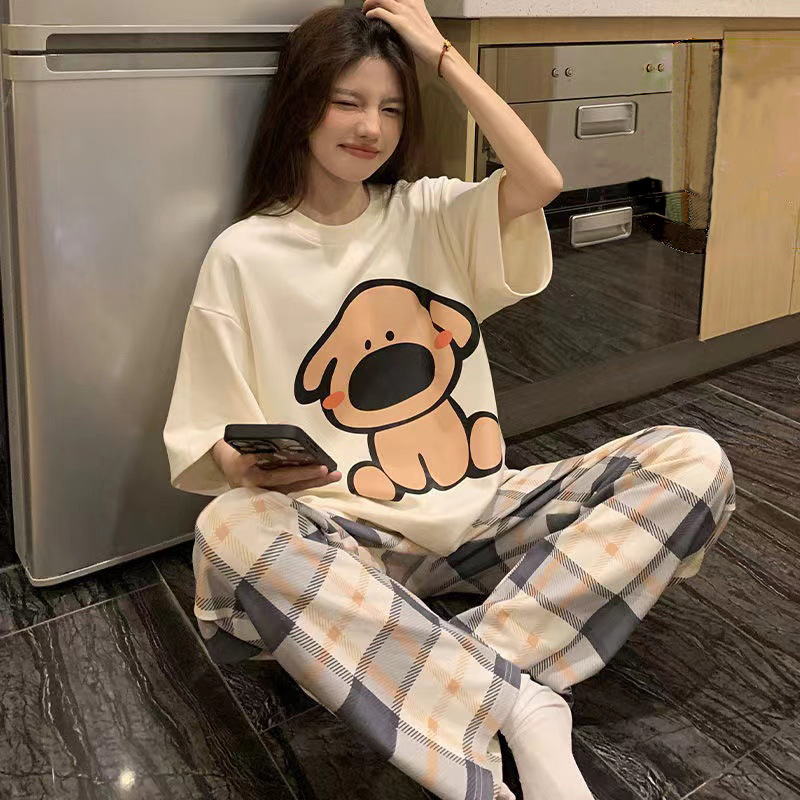 Panties women shorts long sleeves summer cartoon cute 2025 new cartoon spring summer home suits can be worn out