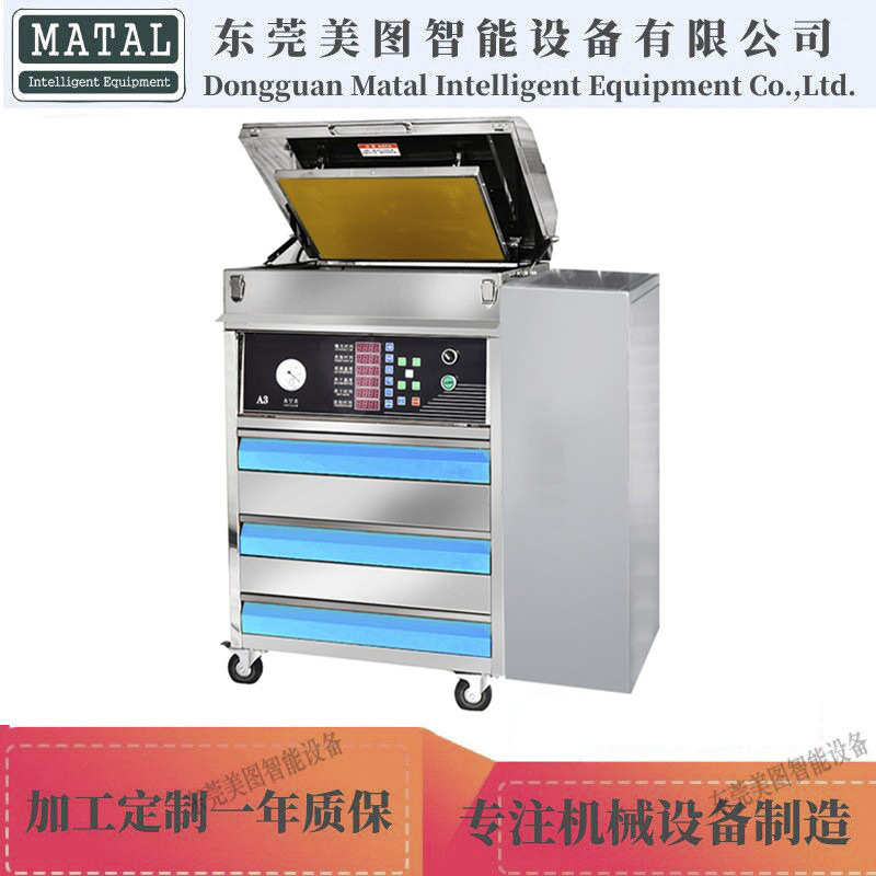 Fully automatic flexographic plate‑making machine—stainless steel A2/A3 all‑in‑one unit with high‑resolution dot reproduction and vacuum‑assisted flexible plate production.