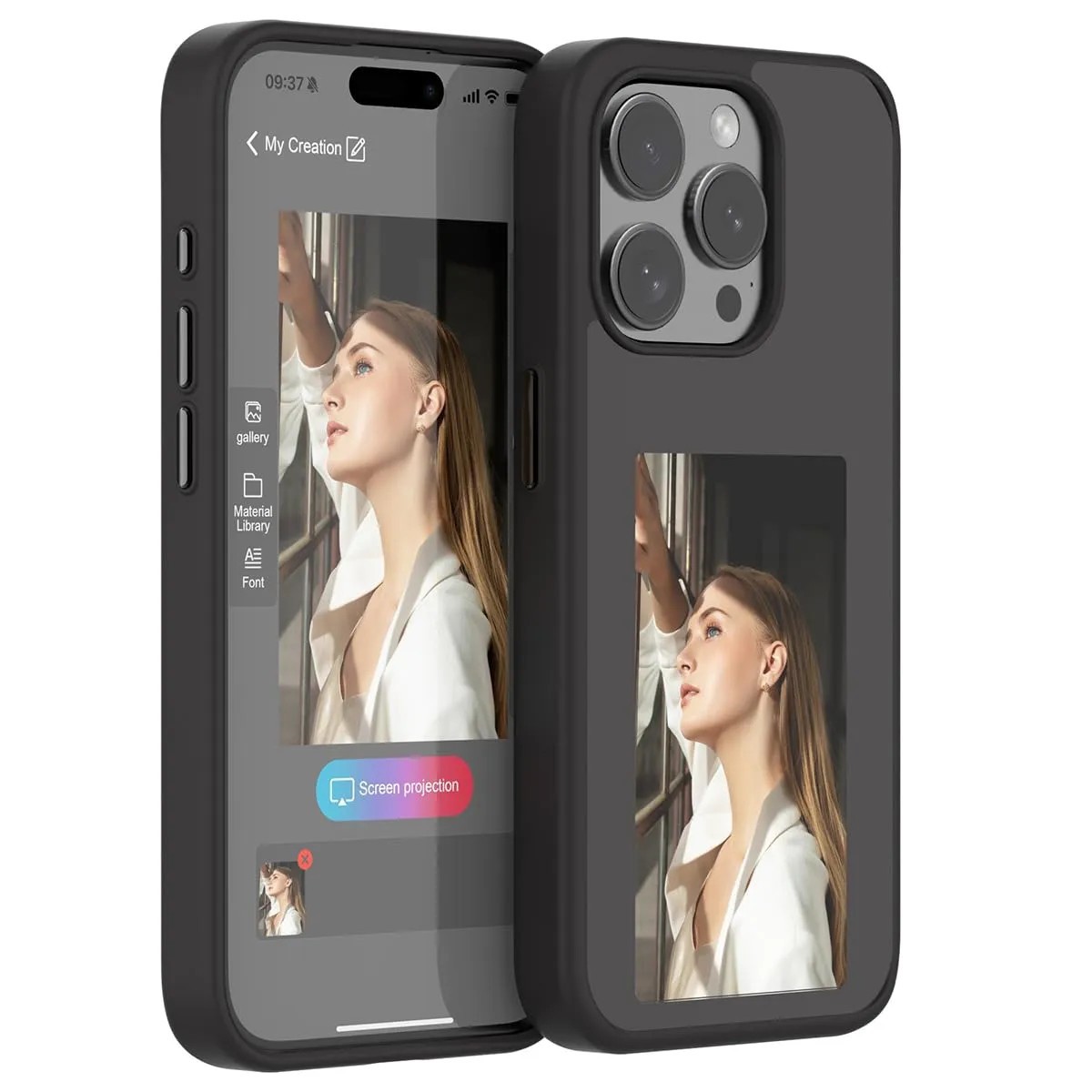 A four-color phone case with an NFC ink screen for iPhone 16 17 iPhone 131415 DIY customized