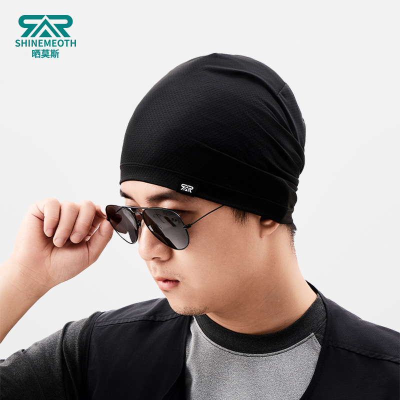 Shai Mos ice‑silk outdoor sun‑protection hat, head‑covering pile‑up cooling cap; breathable sports sleep cap; bald‑head sunshade and sweat‑absorbing hat.