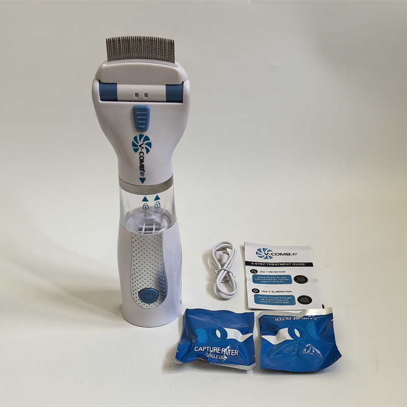 Electric scraper moves to scratch head, jumps to remove scraper, physically cleans pet hair cleaner