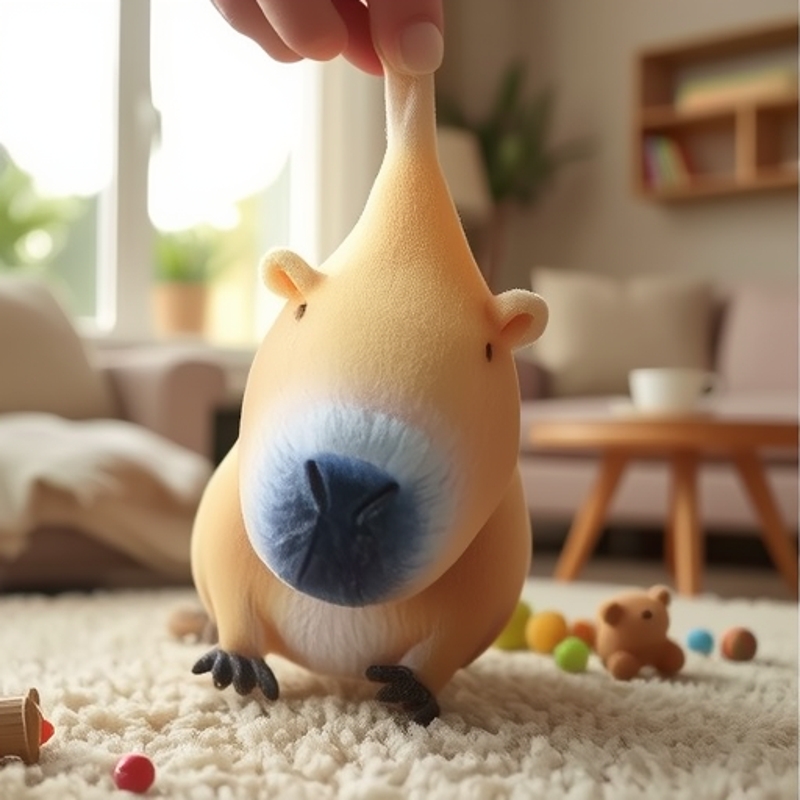 Little Red Riding Hood capybara pinching and squeezing
