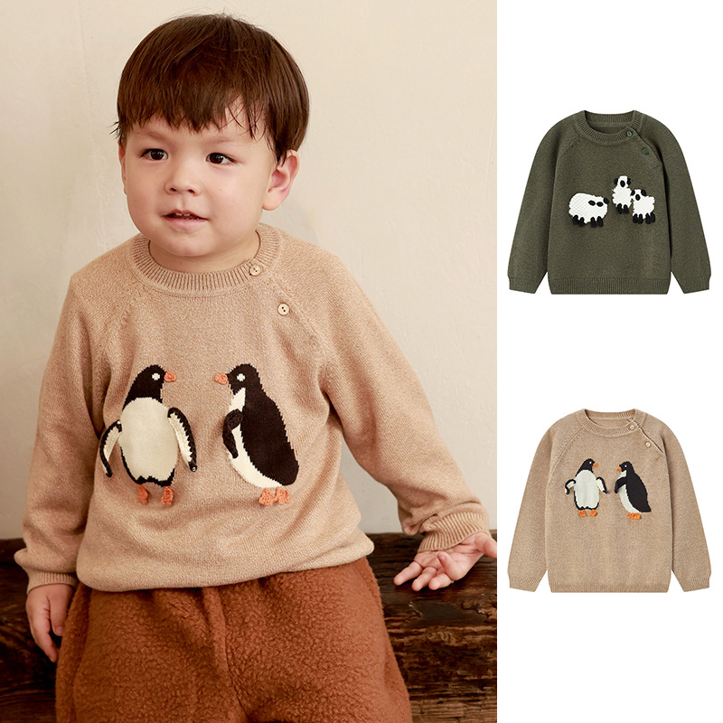 Infant and Toddler Cartoon Long-Sleeve Sweater 2026 Autumn/Winter New Boys’ and Girls’ Tops Soft Skin-Friendly Warm Children’s Clothing