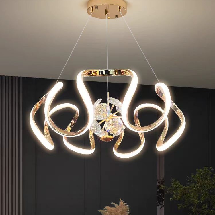 Best-selling aluminum restaurant chandelier, crystal pendant light for dining establishments, personalized pendant lamp for dining tables and bar counters, round lighting fixture