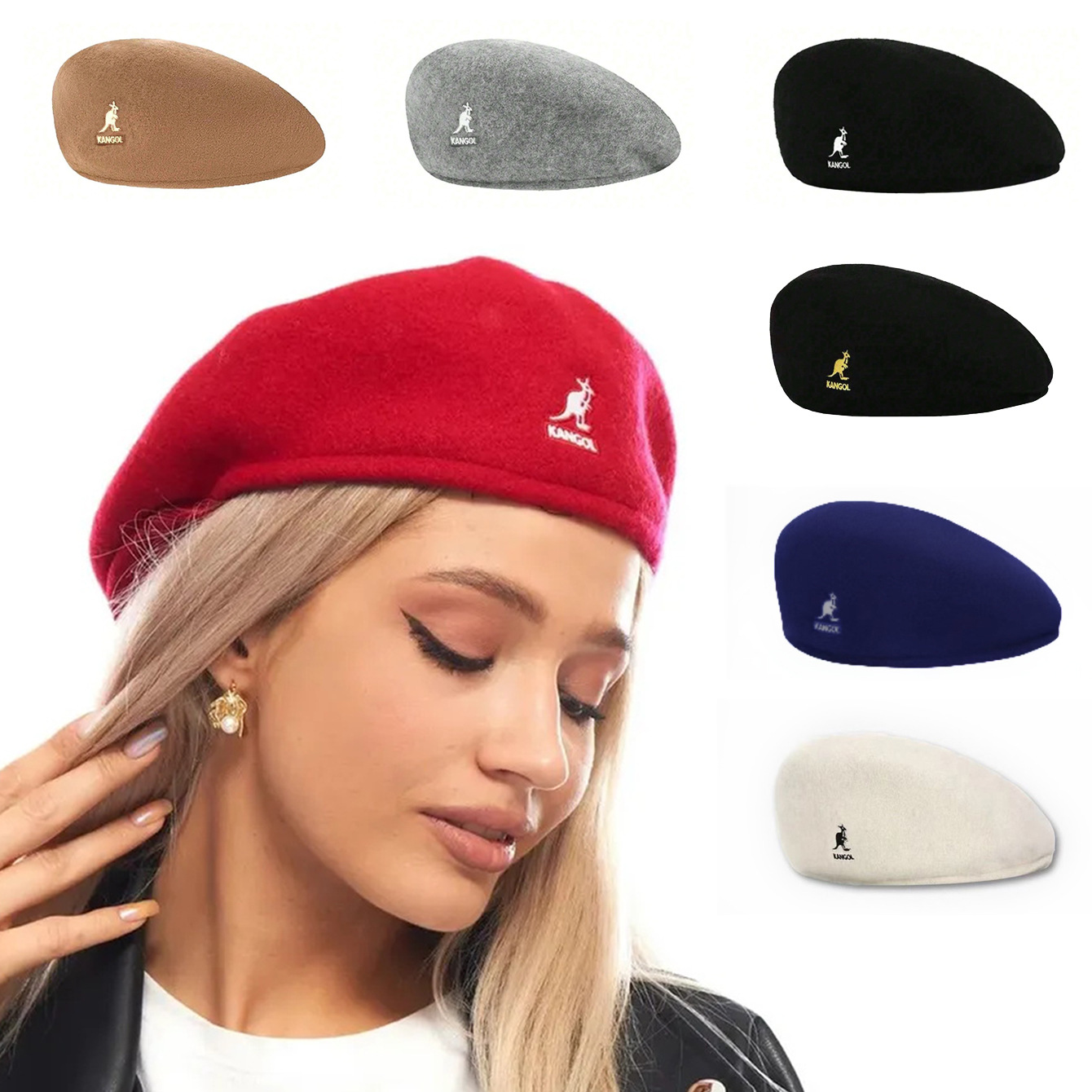 Japanese wool, kangaroo, tongue-tied hat, overcoat, knitted lace hat, windnet, eye-in-the-face hat, and fashion berry hat for women.