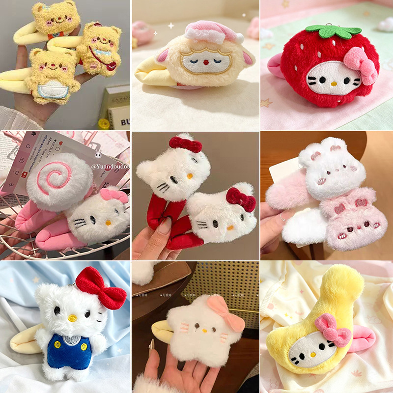 Furry teddy bear necklace women Autumn winter side beach children BBQ girl hair card necklace headpiece wrapping