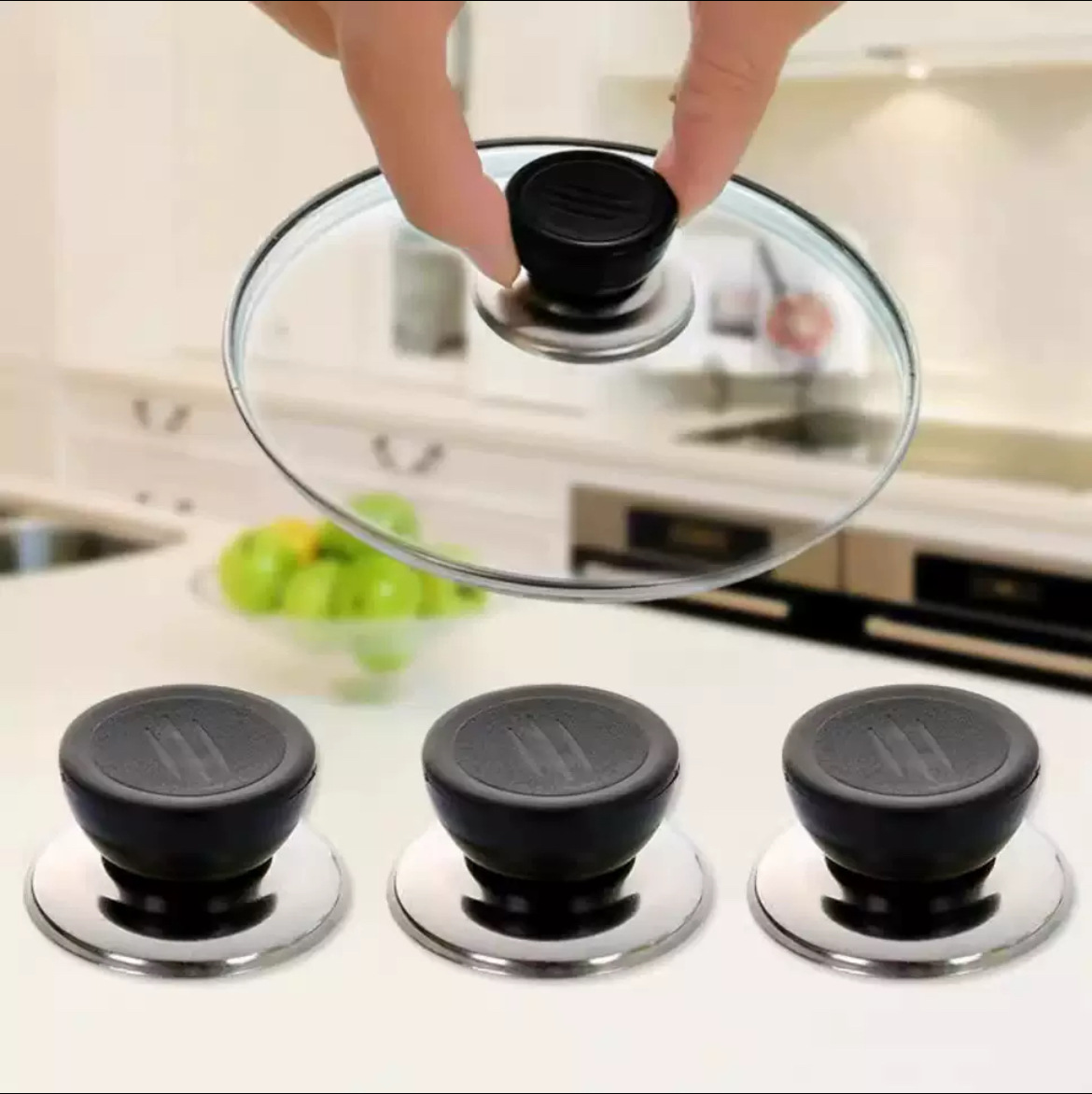 Replaceable pot lid handle, heat‑proof pot lid handle, glass pot lid, kitchen accessory cap top bead, detachable