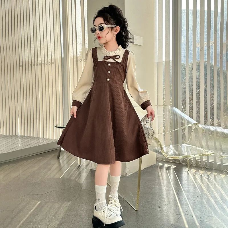 Girls' holidays, two dresses, new styles in spring and autumn, older children, younger girls, French vintage