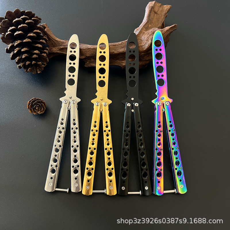Factory wholesale Y46 butterfly training flick knife, practice comb, flick‑knife training tool—unsharpened butterfly knife for practice