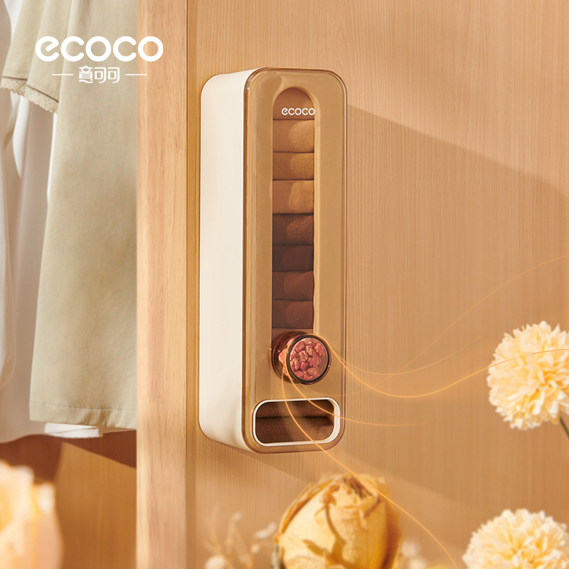 Yikokee punch‑free wall‑mounted underwear and sock storage box with lid, wall‑hanging pull‑out aroma‑diffusing clothing organizer