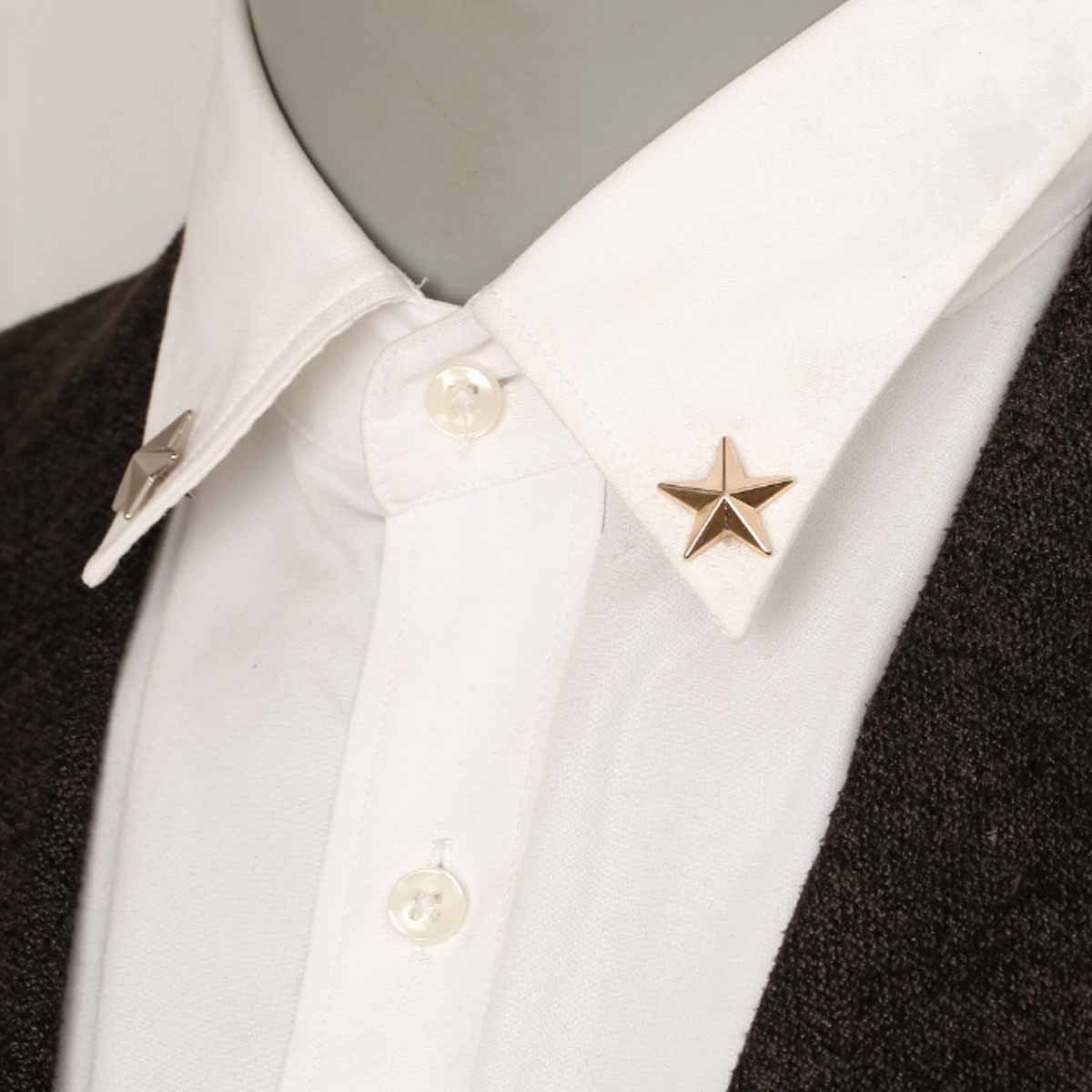 Niman Korean-style shirt with pentagram collar pin, star-shaped collar brooch—trendy collar pin and chest brooch, factory-direct wholesale