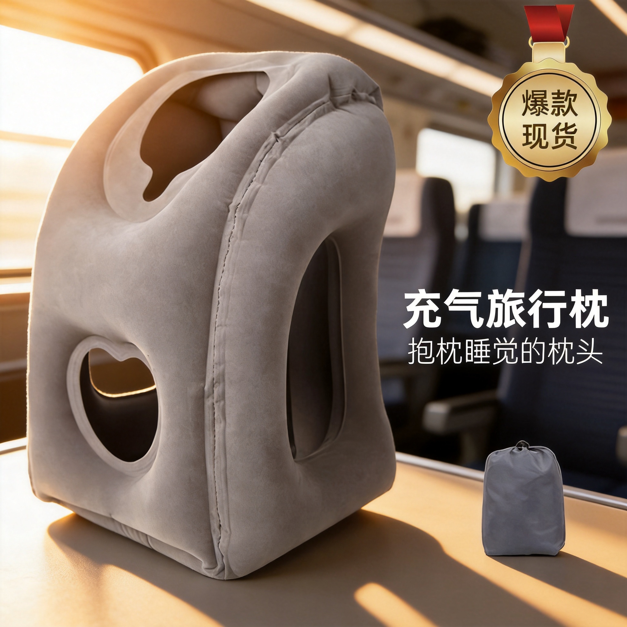 Inflatable pillows in stock PVC plants high-speed trains airplanes travel nappies sleeping bags portable shrine pillows