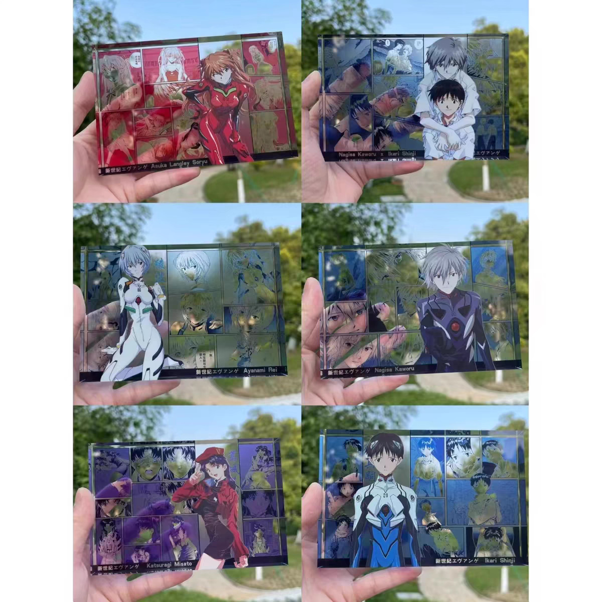 Neon Genesis Evangelion merchandise: Shinji Ikari, Kaji Asuka, and Misato Katsuragi acrylic clear card decorative figurines—perfect gifts for best friends.